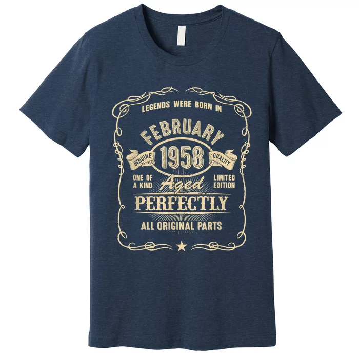 65th Birthday For Legends Born February 1958 65 Yrs Old Premium T-Shirt