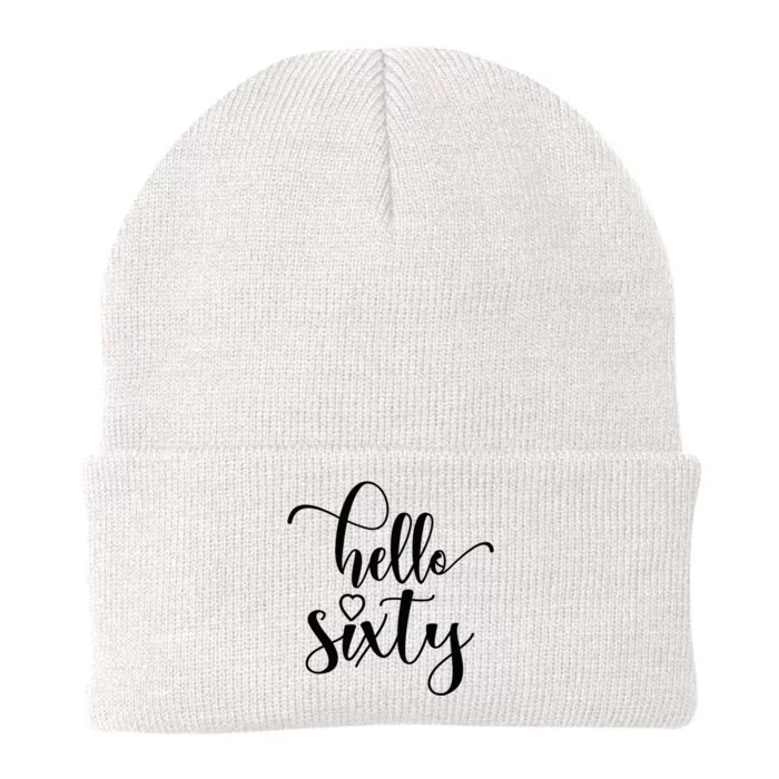 60th Birthday For Women Hello Sixty 60 Years Old Cute Knit Cap Winter Beanie