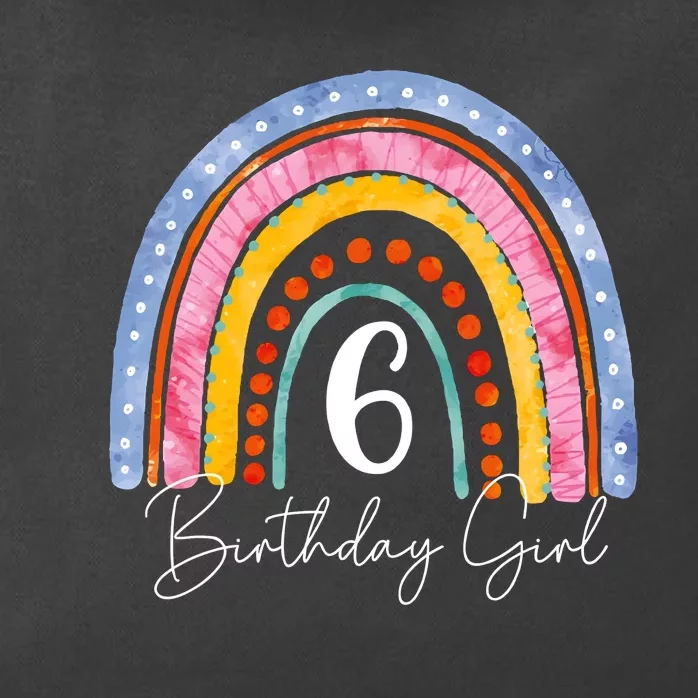 6th Birthday For Girl Rainbow 6 Year Old Birthday Zip Tote Bag