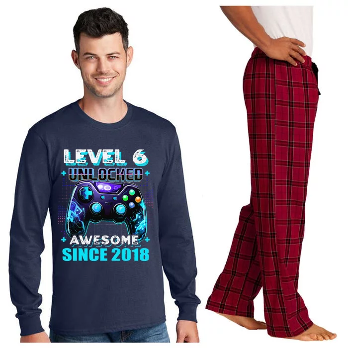 6th Birthday Gamer 6 Year Old Funny Bday Boy Six Son Long Sleeve Pajama Set