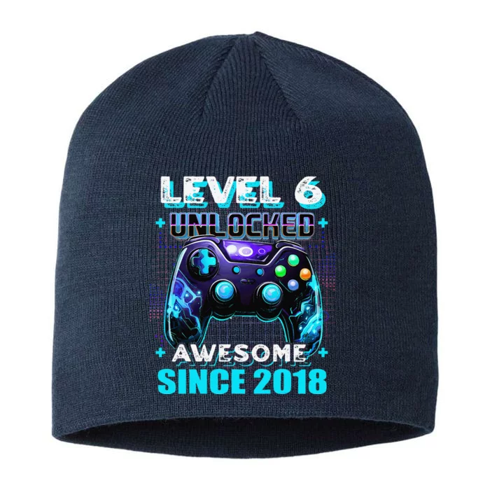 6th Birthday Gamer 6 Year Old Funny Bday Boy Six Son 8 1/2in Sustainable Knit Beanie