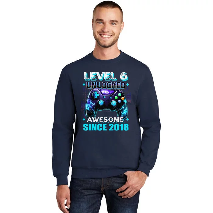 6th Birthday Gamer 6 Year Old Funny Bday Boy Six Son Tall Sweatshirt