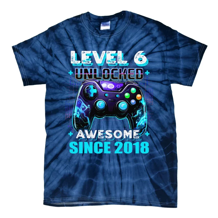 6th Birthday Gamer 6 Year Old Funny Bday Boy Six Son Tie-Dye T-Shirt