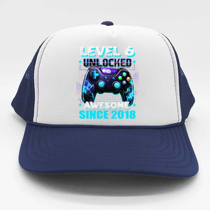 6th Birthday Gamer 6 Year Old Funny Bday Boy Six Son Trucker Hat