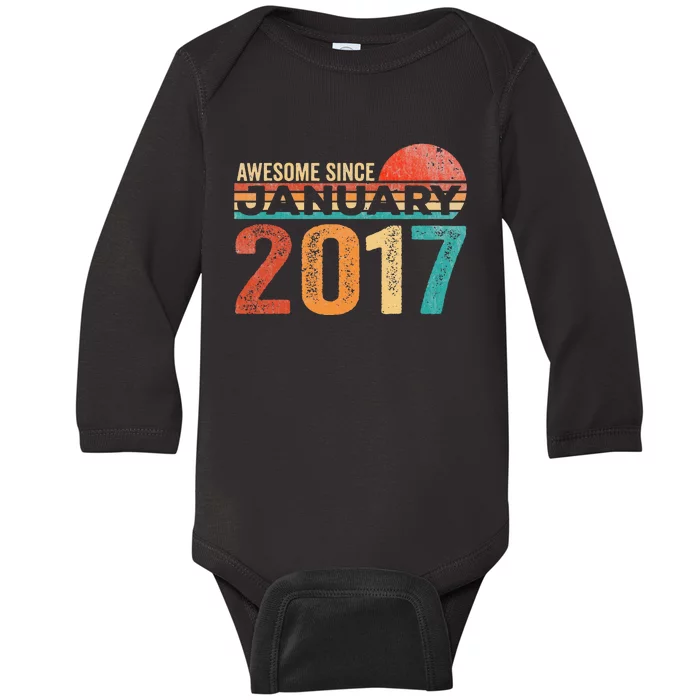 6th Birthday Gift 6 Years Old Awesome Since January 2017 Baby Long Sleeve Bodysuit