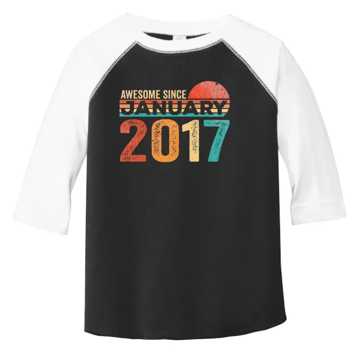 6th Birthday Gift 6 Years Old Awesome Since January 2017 Toddler Fine Jersey T-Shirt