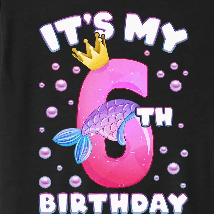 6th Birthday Girl Mermaid Fin Number 6 ChromaSoft Performance T-Shirt