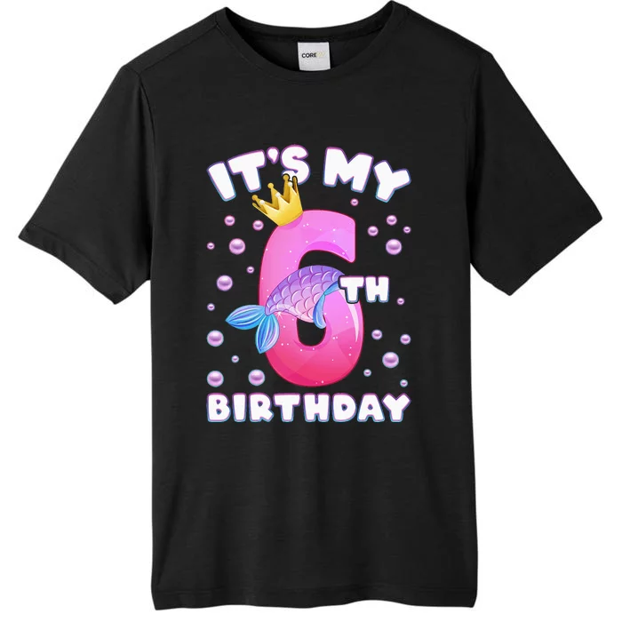 6th Birthday Girl Mermaid Fin Number 6 ChromaSoft Performance T-Shirt