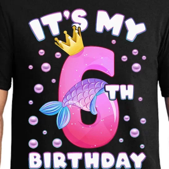 6th Birthday Girl Mermaid Fin Number 6 Pajama Set