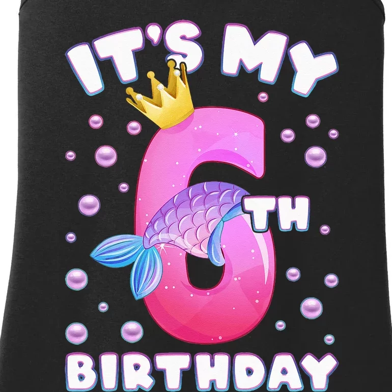 6th Birthday Girl Mermaid Fin Number 6 Ladies Essential Tank