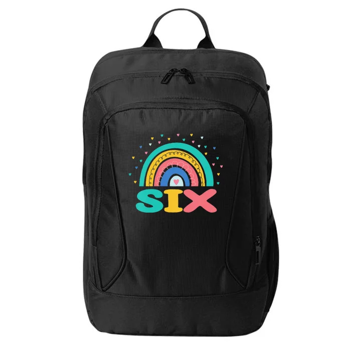 6th Birthday Gift Rainbow Fan 6 Years Olds 6 Bday City Backpack