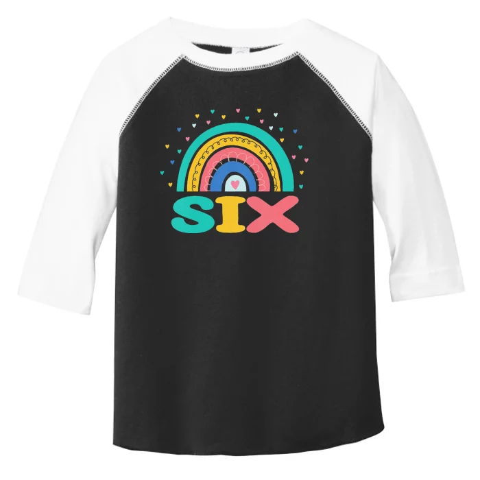 6th Birthday Gift Rainbow Fan 6 Years Olds 6 Bday Toddler Fine Jersey T-Shirt