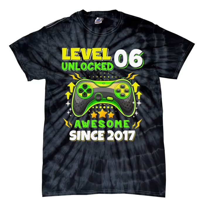 6th Birthday Gifts Level 6 Unlocked 6 Years Old Gamer Cute Tie-Dye T-Shirt