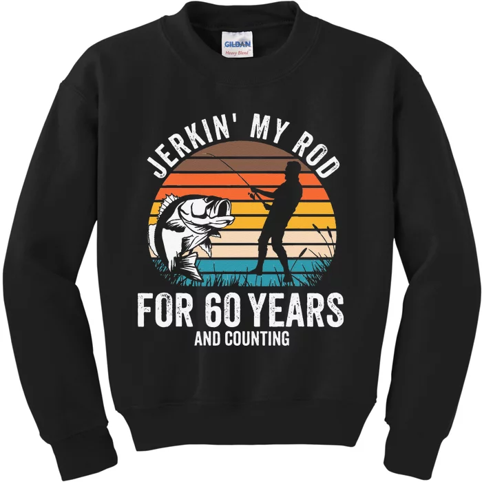 60th Birthday Gift For Fisherman Funny Fishing 60 Bday Kids Sweatshirt