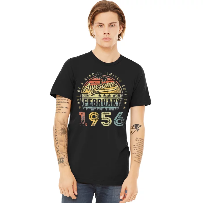 67th Birthday Gift Awesome Since February 1956 67 Year Old Premium T-Shirt