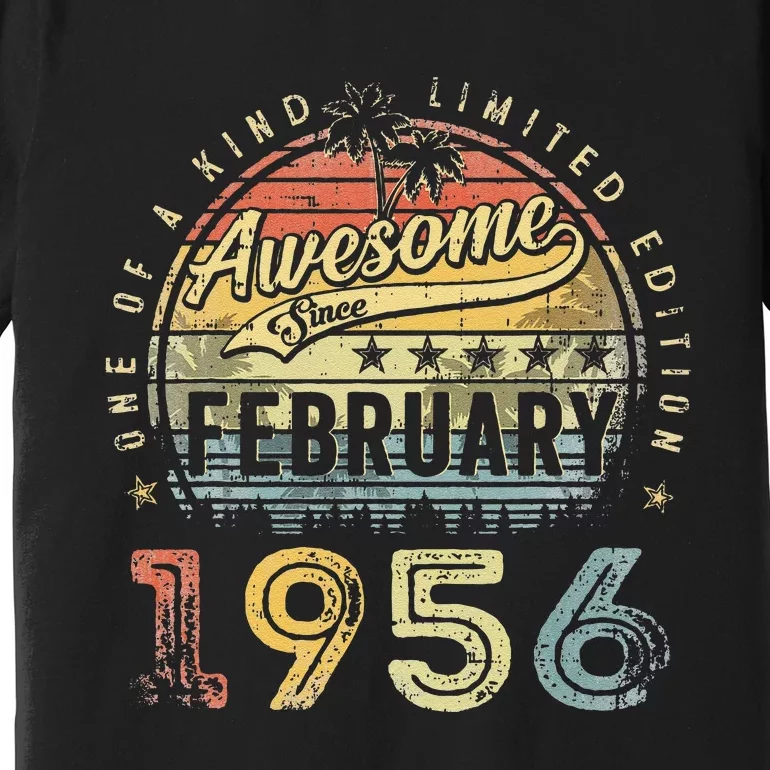 67th Birthday Gift Awesome Since February 1956 67 Year Old Premium T-Shirt