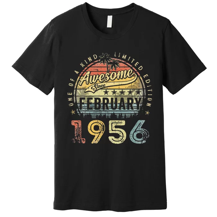 67th Birthday Gift Awesome Since February 1956 67 Year Old Premium T-Shirt