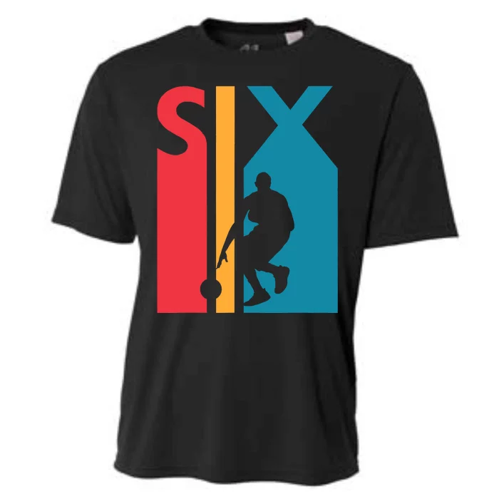 6th Birthday Gift Six Vintage Basketball 6 Year Old Cooling Performance Crew T-Shirt