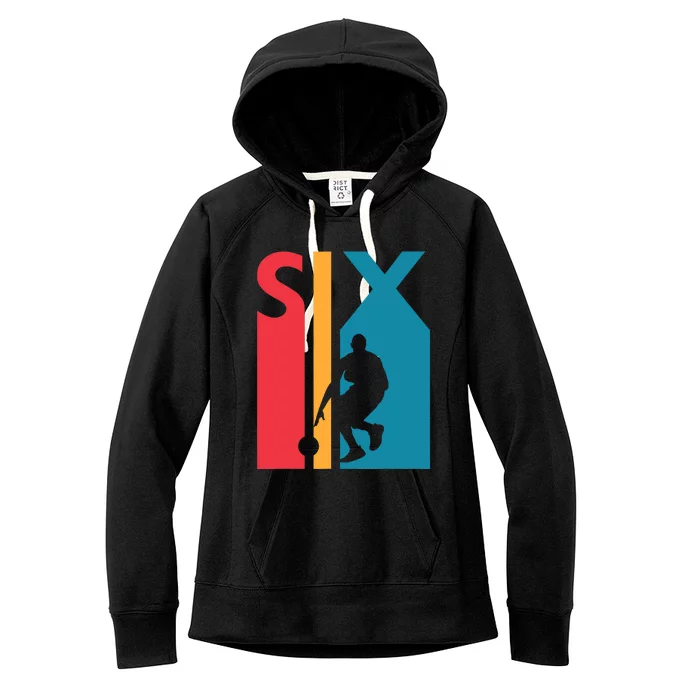 6th Birthday Gift Six Vintage Basketball 6 Year Old Women's Fleece Hoodie