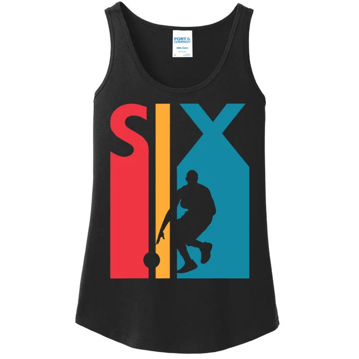 6th Birthday Gift Six Vintage Basketball 6 Year Old Ladies Essential Tank