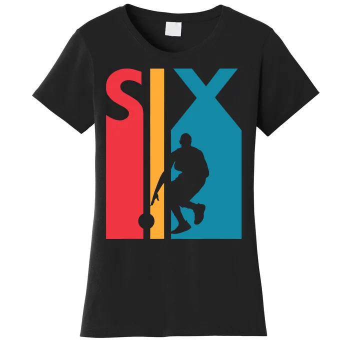 6th Birthday Gift Six Vintage Basketball 6 Year Old Women's T-Shirt