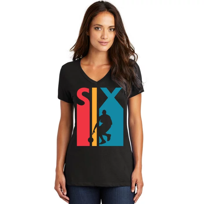 6th Birthday Gift Six Vintage Basketball 6 Year Old Women's V-Neck T-Shirt