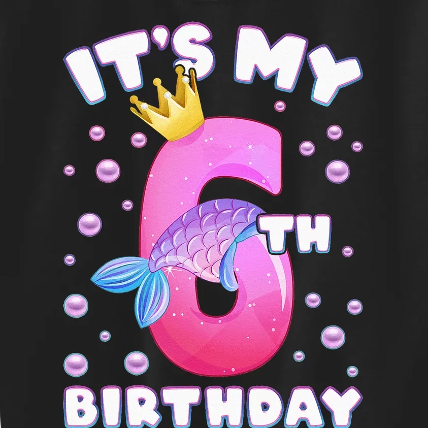 6th Birthday Girl Mermaid Fin Number 6 Kids Sweatshirt