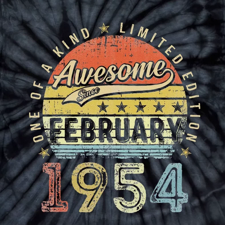 69th Birthday Gift Awesome Since February 1954 69 Year Old Tie-Dye T-Shirt