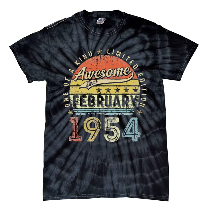 69th Birthday Gift Awesome Since February 1954 69 Year Old Tie-Dye T-Shirt