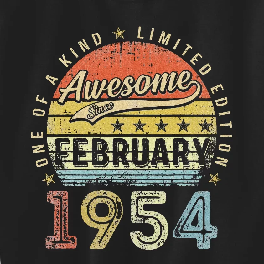 69th Birthday Gift Awesome Since February 1954 69 Year Old Kids Sweatshirt