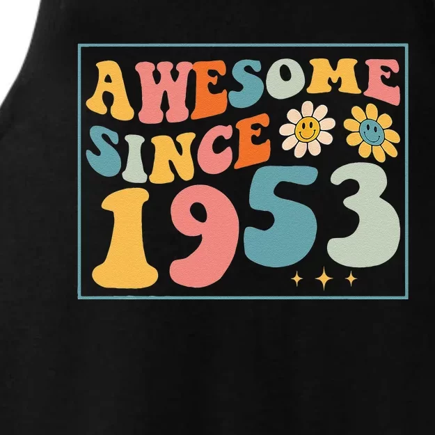 69th Birthday Gifts Awesome Since 1953 69 Years Old Groovy Ladies Tri-Blend Wicking Tank