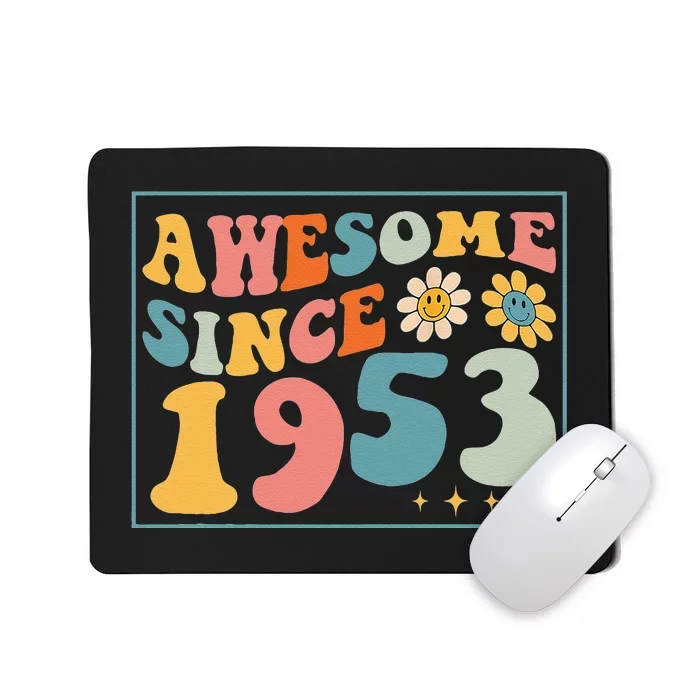 69th Birthday Gifts Awesome Since 1953 69 Years Old Groovy Mousepad