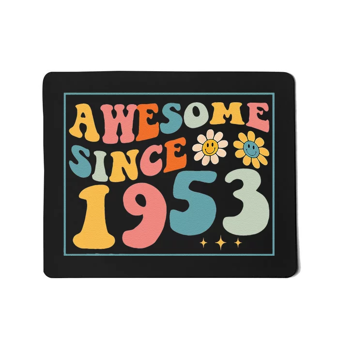 69th Birthday Gifts Awesome Since 1953 69 Years Old Groovy Mousepad