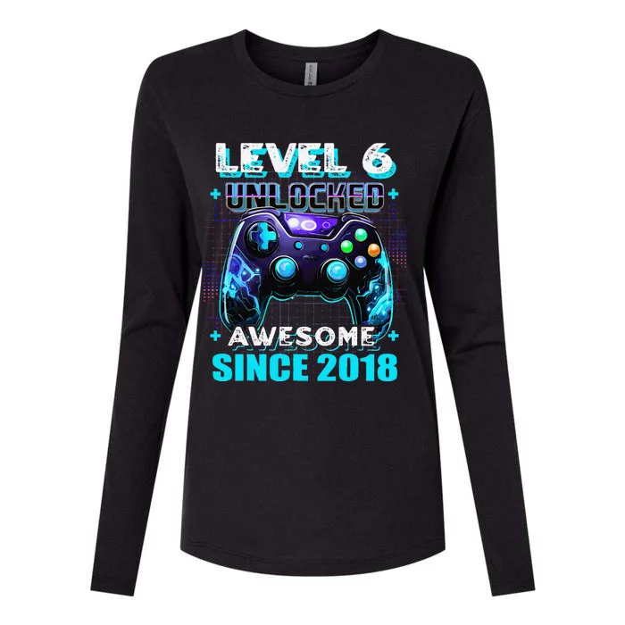 6th Birthday Gamer 6 Year Old Funny Bday Boy Six Son Womens Cotton Relaxed Long Sleeve T-Shirt