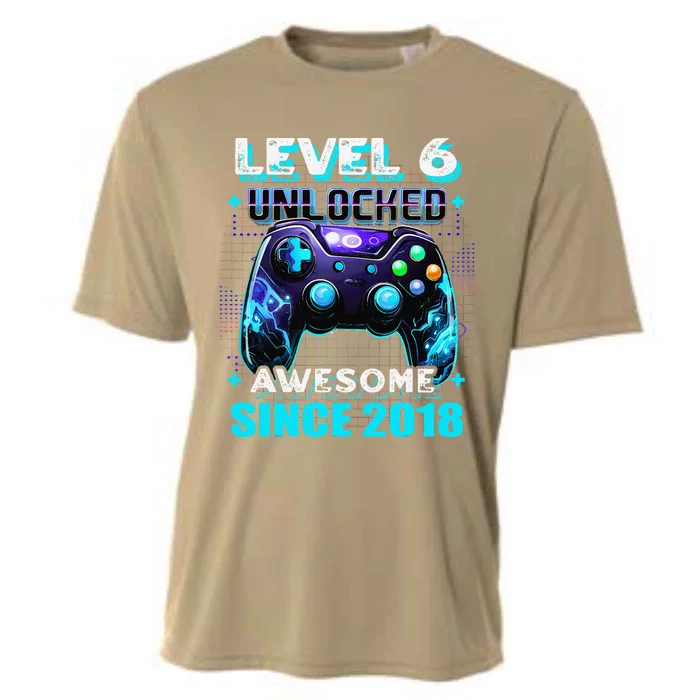 6th Birthday Gamer 6 Year Old Funny Bday Boy Six Son Cooling Performance Crew T-Shirt