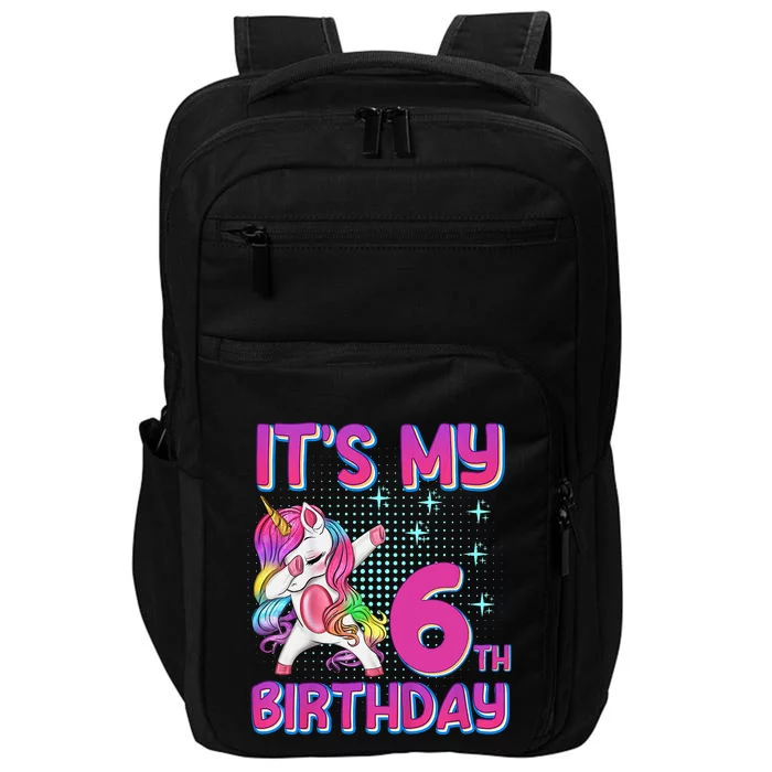 6th Birthday Girl Unicorn Six Year Old Impact Tech Backpack