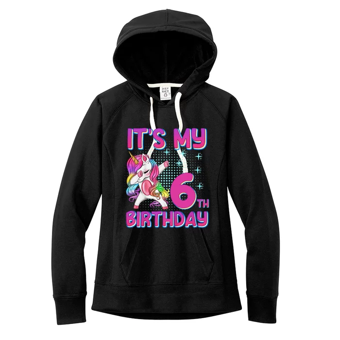 6th Birthday Girl Unicorn Six Year Old Women's Fleece Hoodie