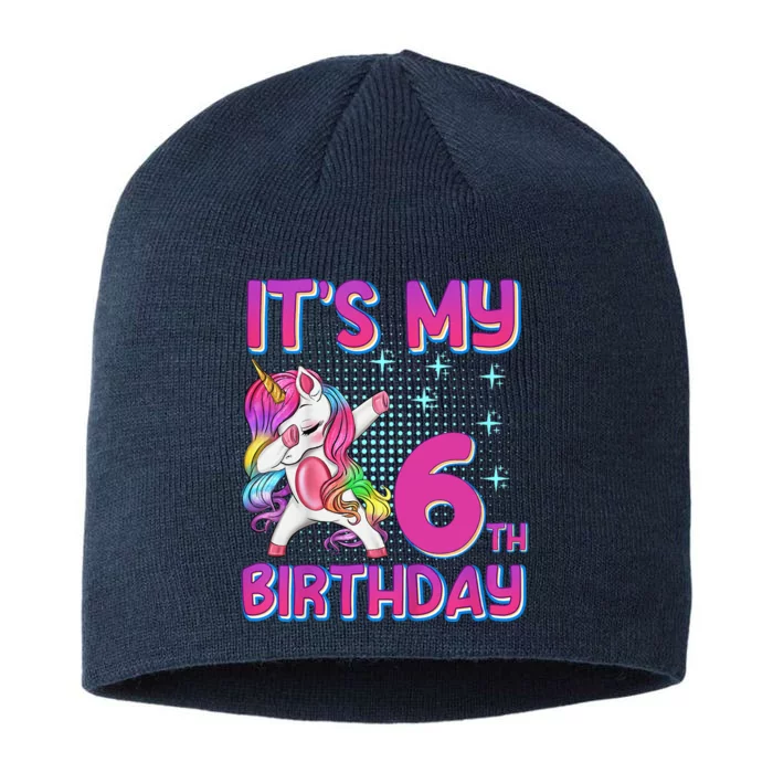 6th Birthday Girl Unicorn Six Year Old 8 1/2in Sustainable Knit Beanie