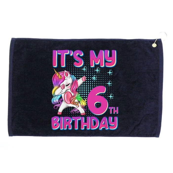 6th Birthday Girl Unicorn Six Year Old Grommeted Golf Towel