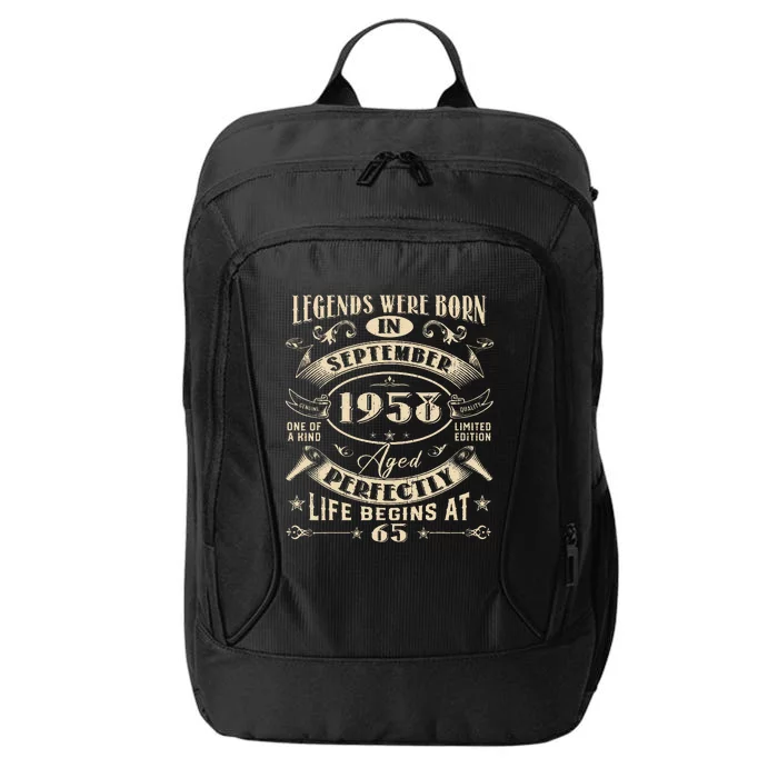 65th Birthday Gift 65 Years Old Legends Born September 1958 City Backpack