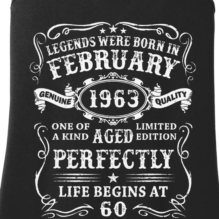 60th Birthday Gift Legends Born In February 1963 60 Year Old Ladies Essential Tank