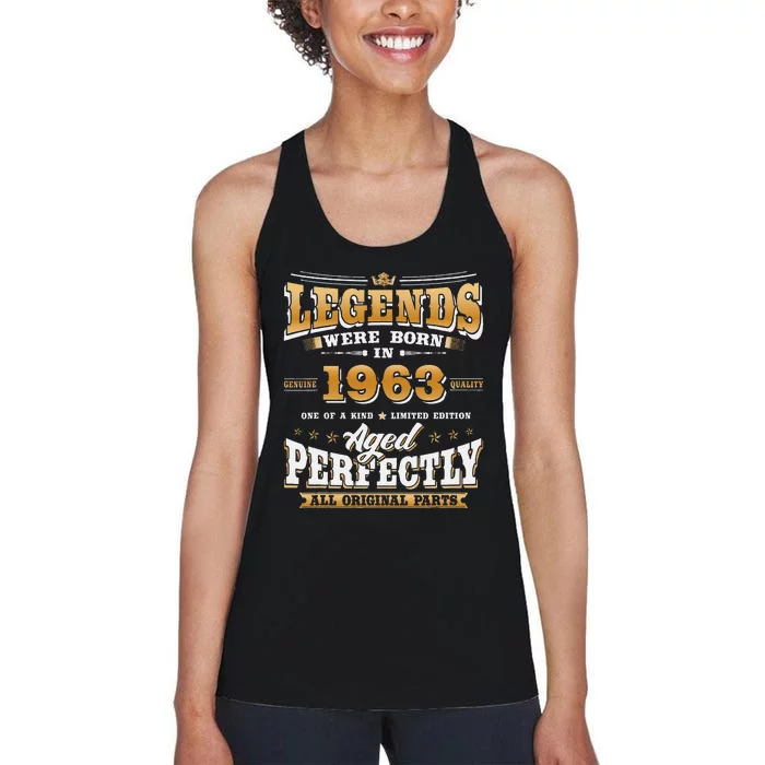 60th Birthday Gift Vintage Legends Born In 1963 60 Years Old Women's Racerback Tank