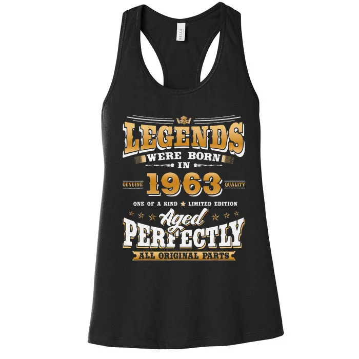 60th Birthday Gift Vintage Legends Born In 1963 60 Years Old Women's Racerback Tank