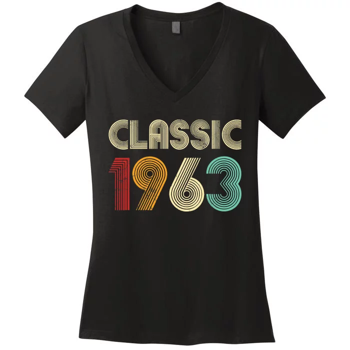 60th Birthday Gift Classic 1963 60 Years Old Women's V-Neck T-Shirt