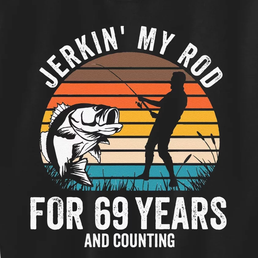 69th Birthday Gift For Fisherman Funny Fishing 69 Bday Kids Sweatshirt