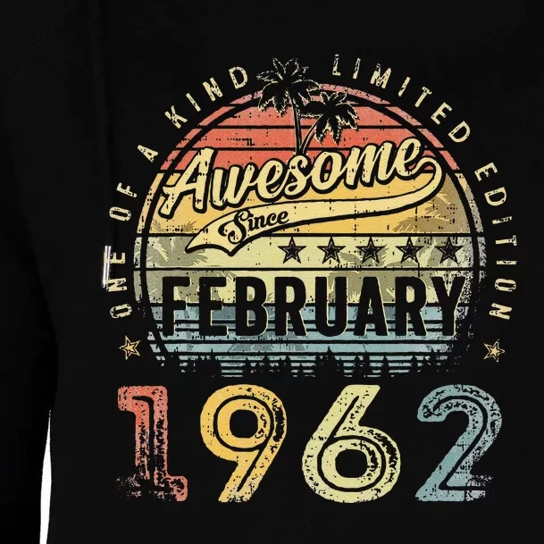 61st Birthday Gift Awesome Since February 1962 61 Year Old Womens Funnel Neck Pullover Hood