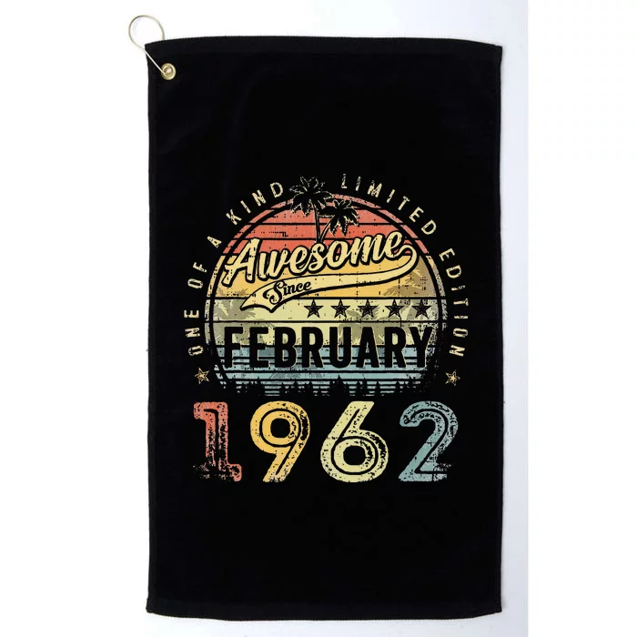 61st Birthday Gift Awesome Since February 1962 61 Year Old Platinum Collection Golf Towel