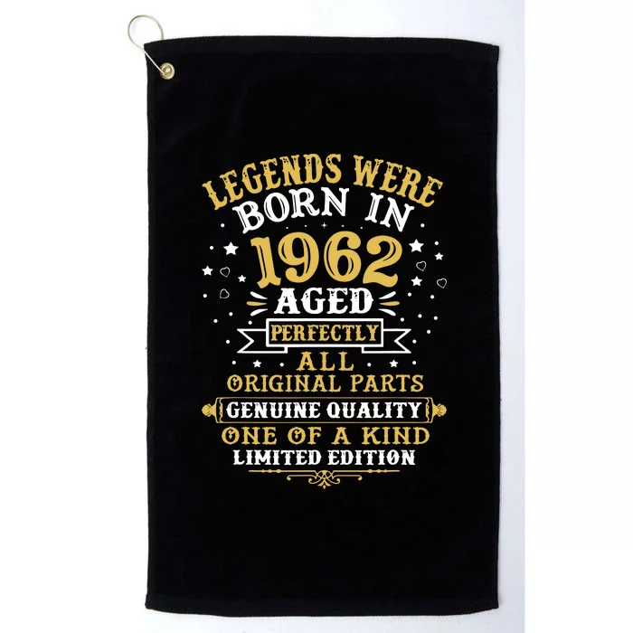 60th Birthday Gift Vintage 1962 Platinum Collection Golf Towel