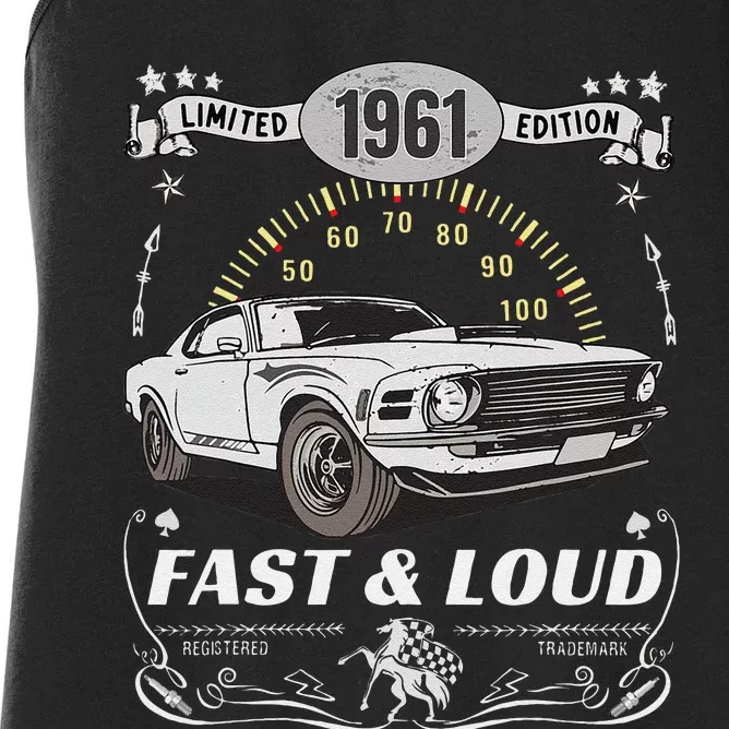 62nd Birthday Gift Muscle Car Women Born 1961 Women's Racerback Tank