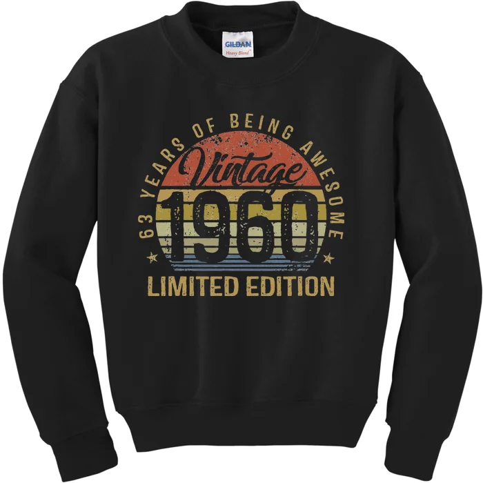 63th Birthday Gift 63 Years Old Vintage 1960 Limited Edition Kids Sweatshirt